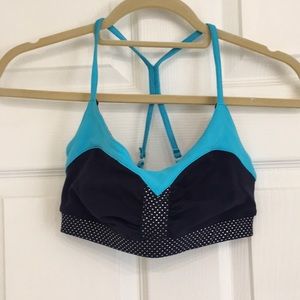 Ph8 small sports bra workout top navy aqua blue